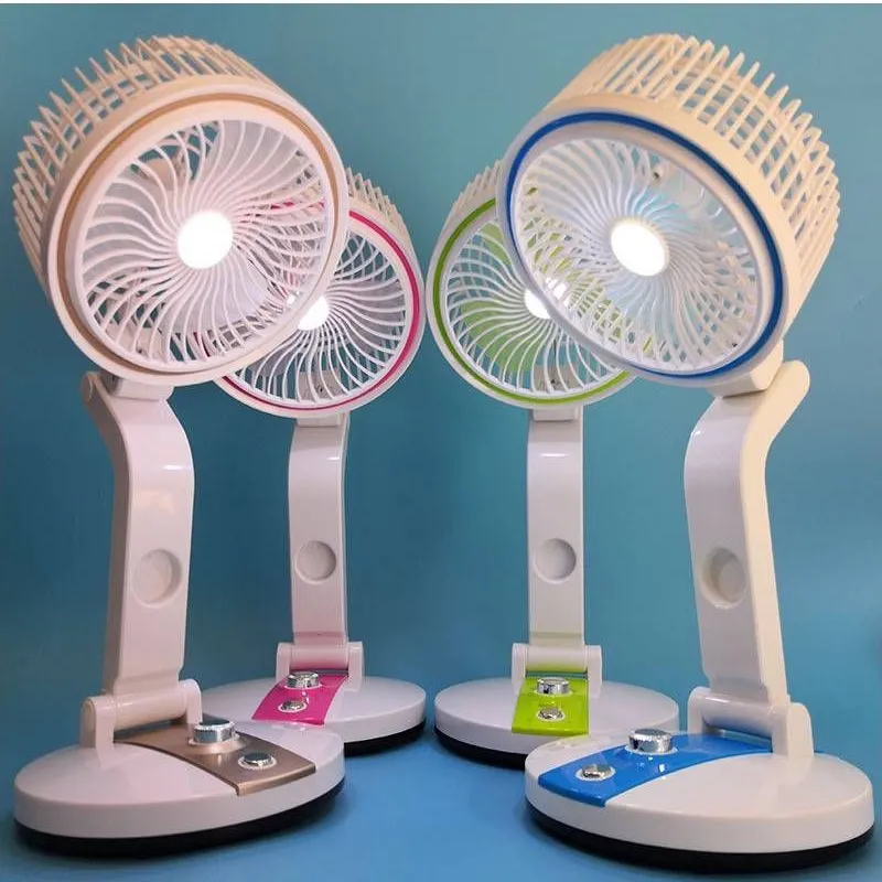 Rechargeable Mini 360° Folding Table Fan with LED Light | USB Rechargeable Desktop Fan