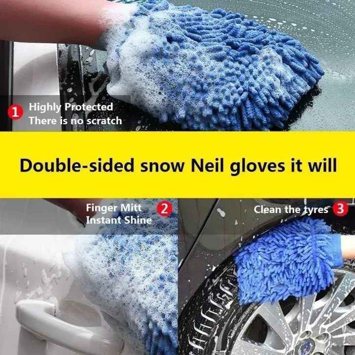 Car or Bike Wash Gloves Towel Microfiber Car or Bike Cleaning Care Detailing Tools Chenille Soft Towel For Automotives