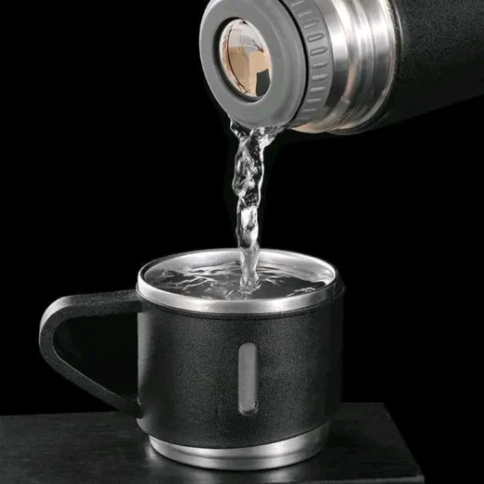 Vacuum Flask Gift Set -Vacuum Flask Set with 3 Cups/ Stainless Steel Vacuum Flask Set/ Coffee Mug/ Tea Mug/ Travel Mug 5