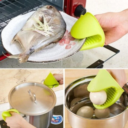 2PC Grip Oven Pot Holder Baking BBQ Cook Tools Mini Kitchen Non-slip Heat Resistant Oven Mitts Silicone Glove - Hand Gloves - Hand Gloves 2