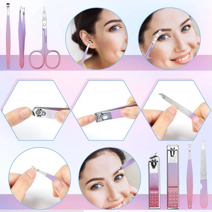 16 Pcs Manicure Set Professional Nail Clippers Pedicure Kit, 3