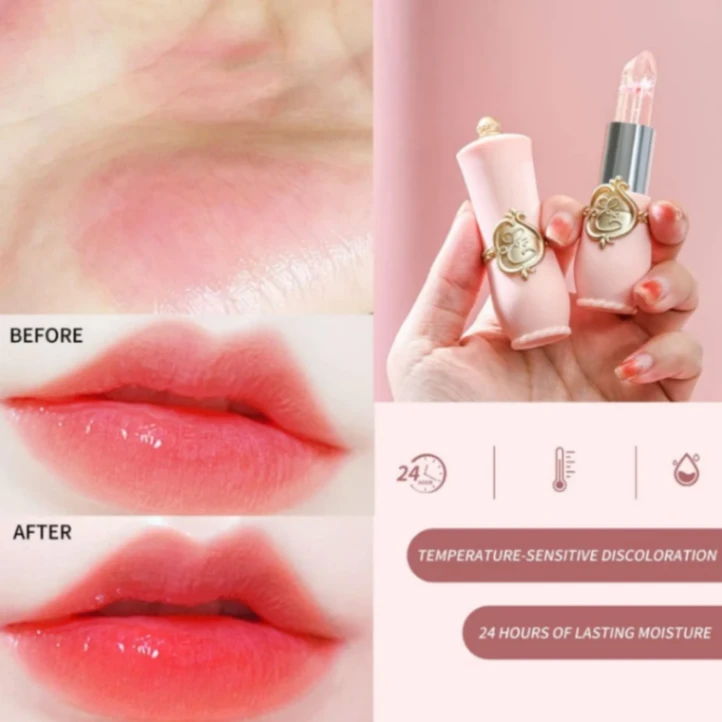 1Pcs Emaymei Transparent Jelly Lipstick, Waterproof Crystal Jelly Lipstick with Flower Inside 3