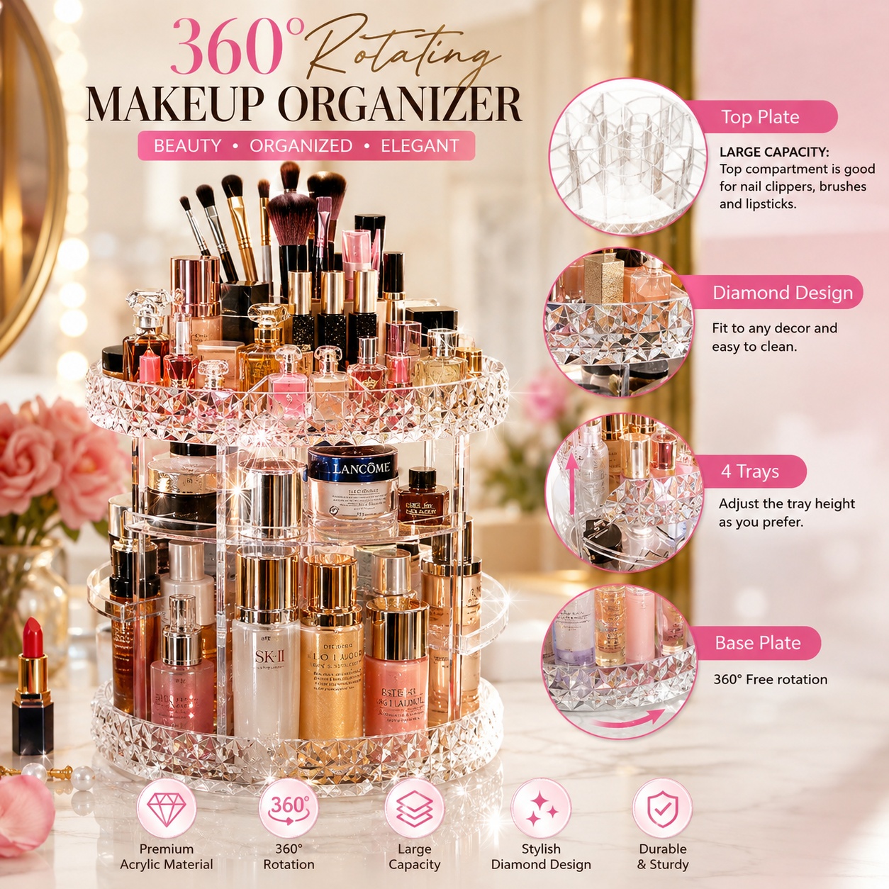 360 Degree Rotation Cosmetic Organizer